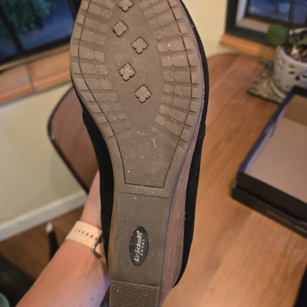 Dr. Scholl's Black Ankle Boots with Brown Wedge Size 9.5